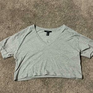 NWOT Gray FOREVER 21 Cropped V-Neck